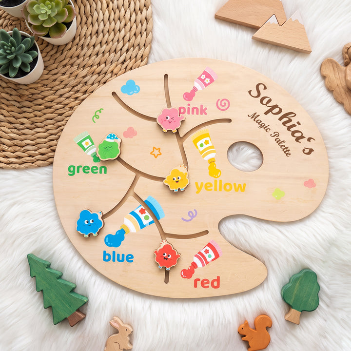 Personalized Montessori Sliding Color Matching Toy Woodemon
