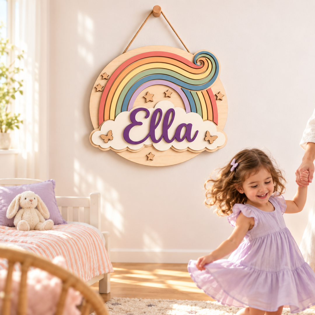Personalized Kids Name Sign for Door & Wall Woodemon