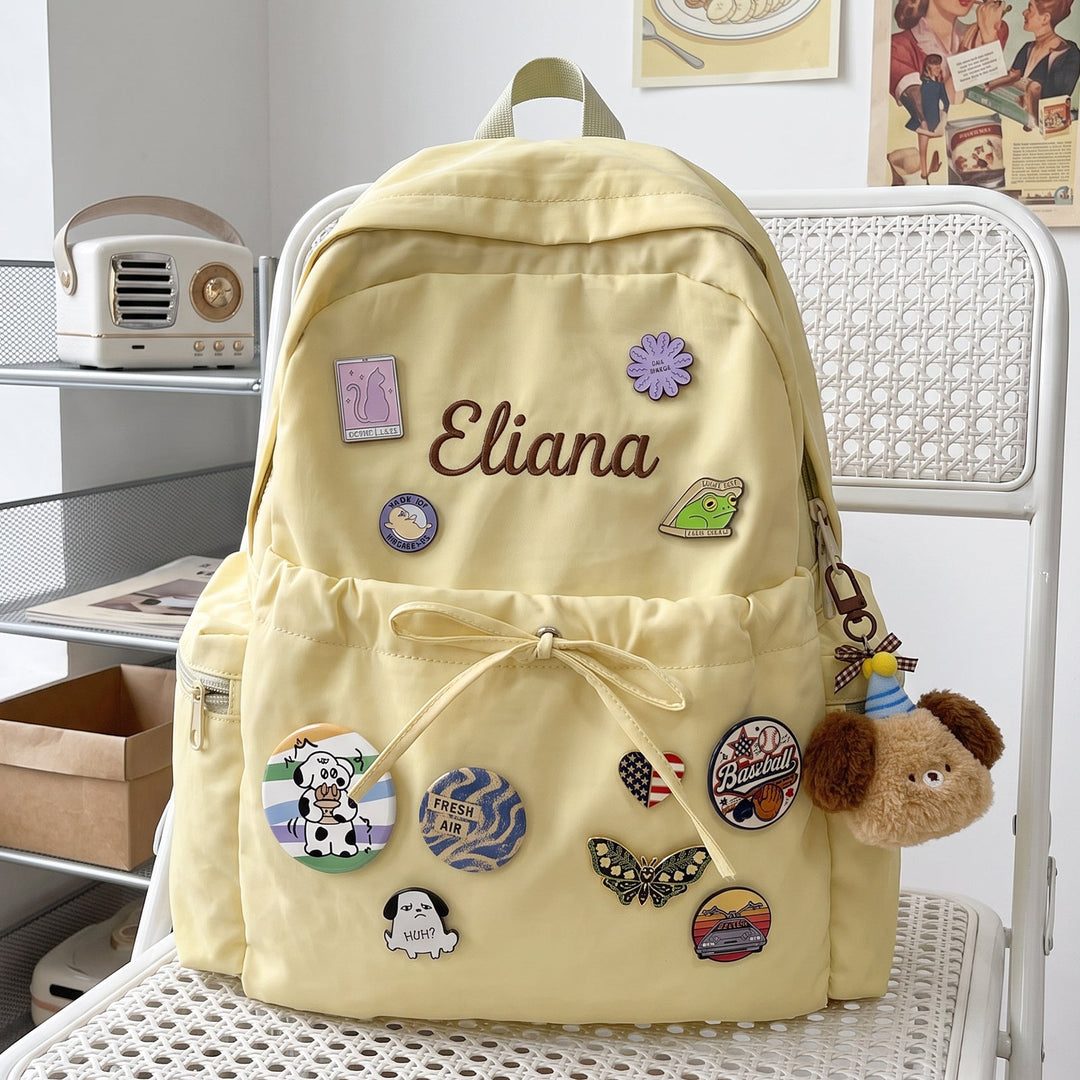 Personalized Kids Backpack with Embroidered Name and Badge Pins sokidsun