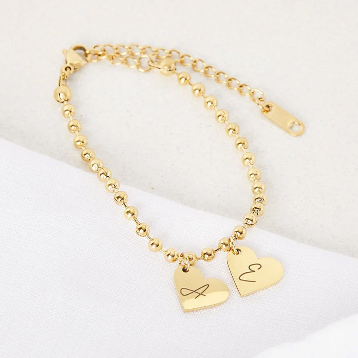Personalized Letter Heart Charm Bracelet for Kids