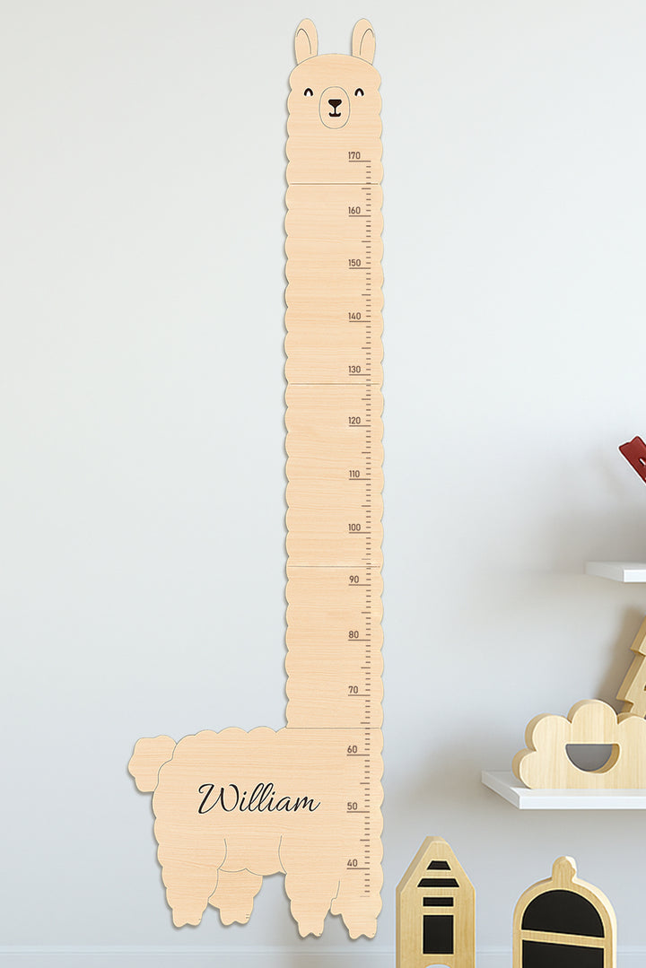 Personalized Wooden Alpaca Llama Growth Chart Ruler