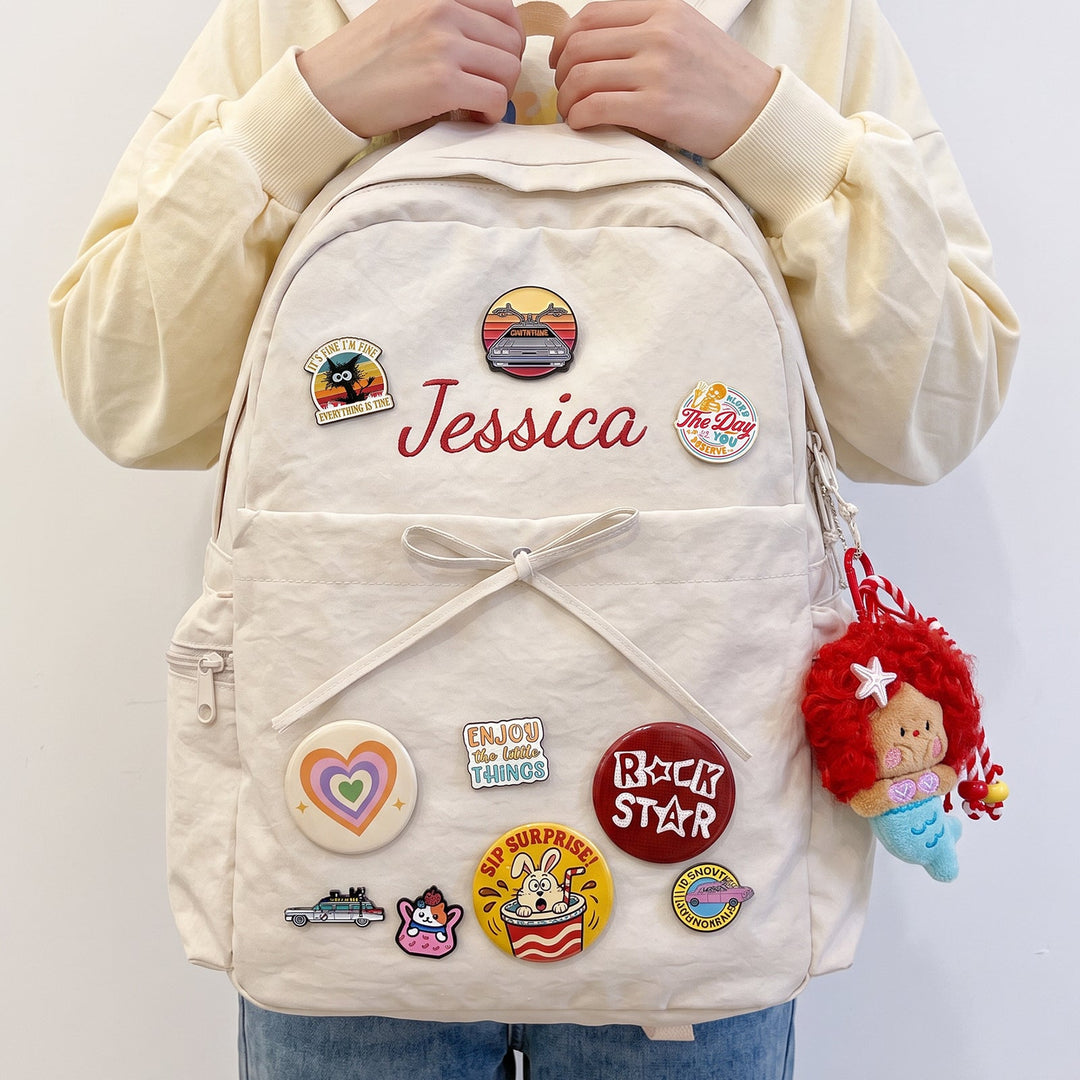 Personalized Kids Backpack with Embroidered Name and Badge Pins sokidsun