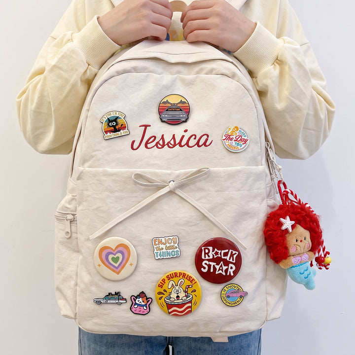 Personalized Kids Backpack with Embroidered Name and Badge Pins sokidsun