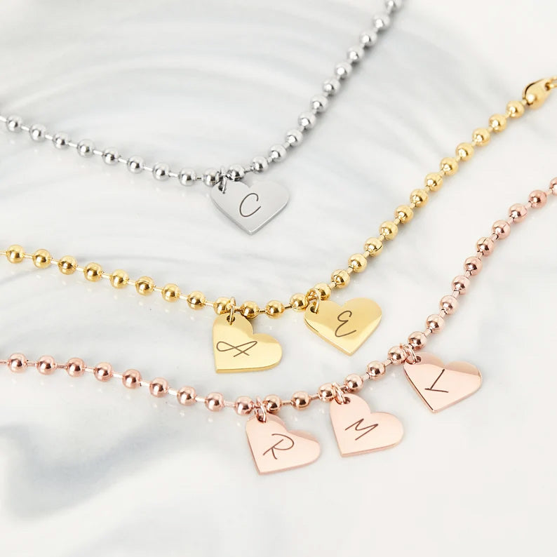 Personalized Letter Heart Charm Bracelet for Kids