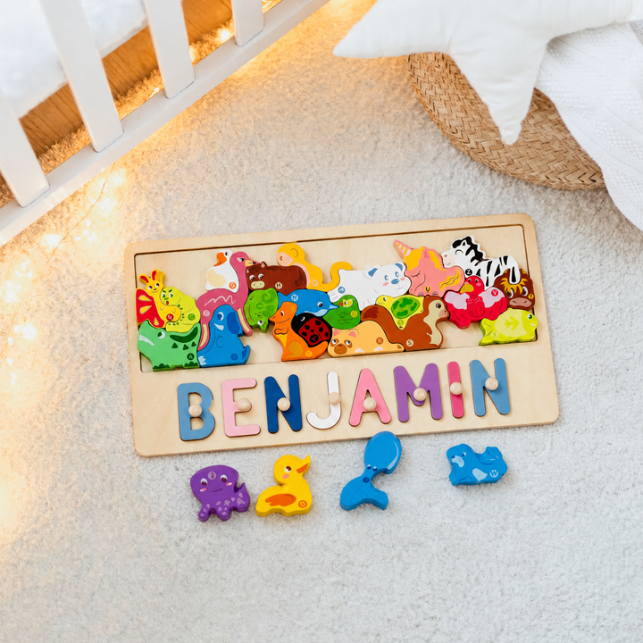 Personalized Wooden Stacking Matching Puzzle With Customized Name