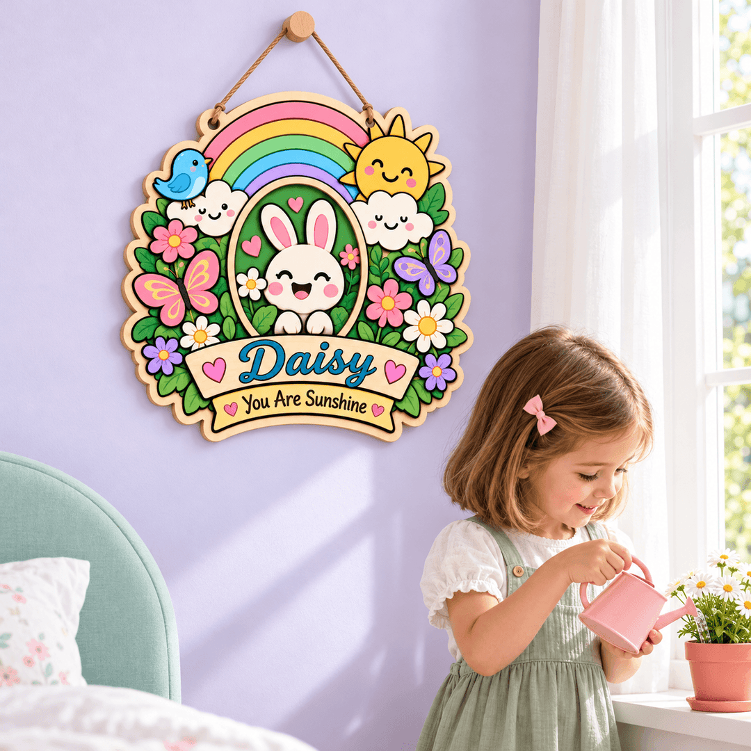 Personalized Kids Name & Photo Sign for Door & Wall Woodemon