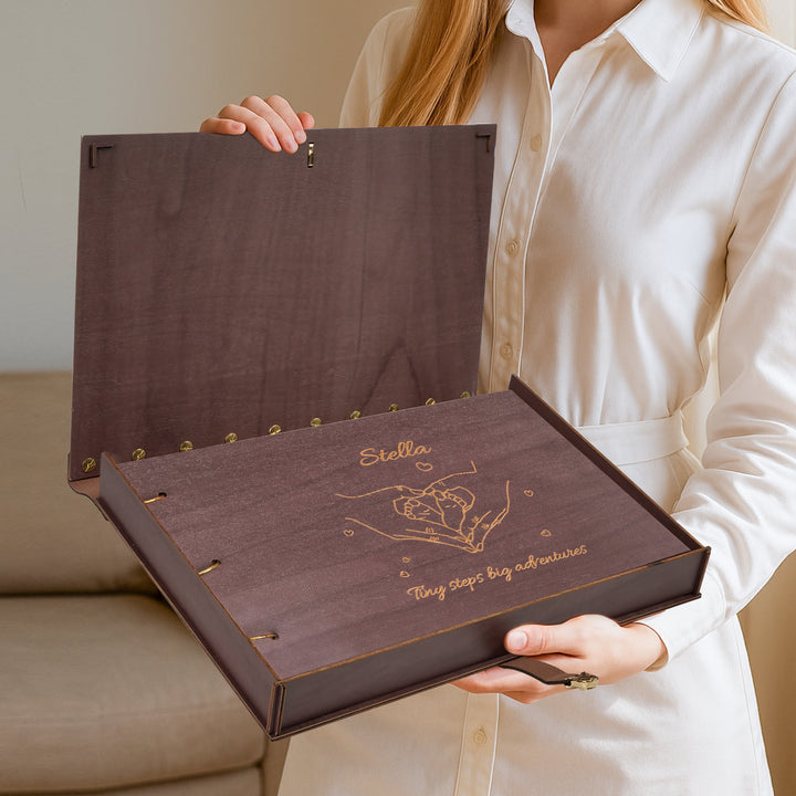 Personalized Wooden Baby Photo Album – Engraved with Baby’s Name