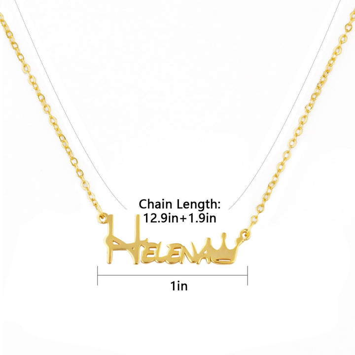 Gold Crown Personalized Baby Name Necklace Chain Length