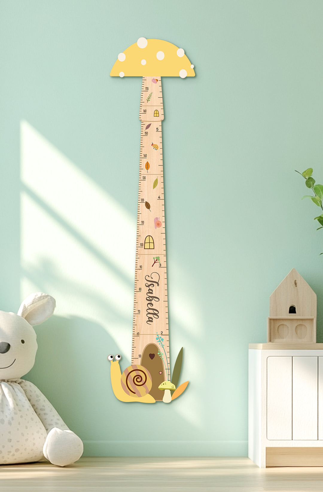 Personalized Wooden Mushroom Growth Chart for Kids Woodemon