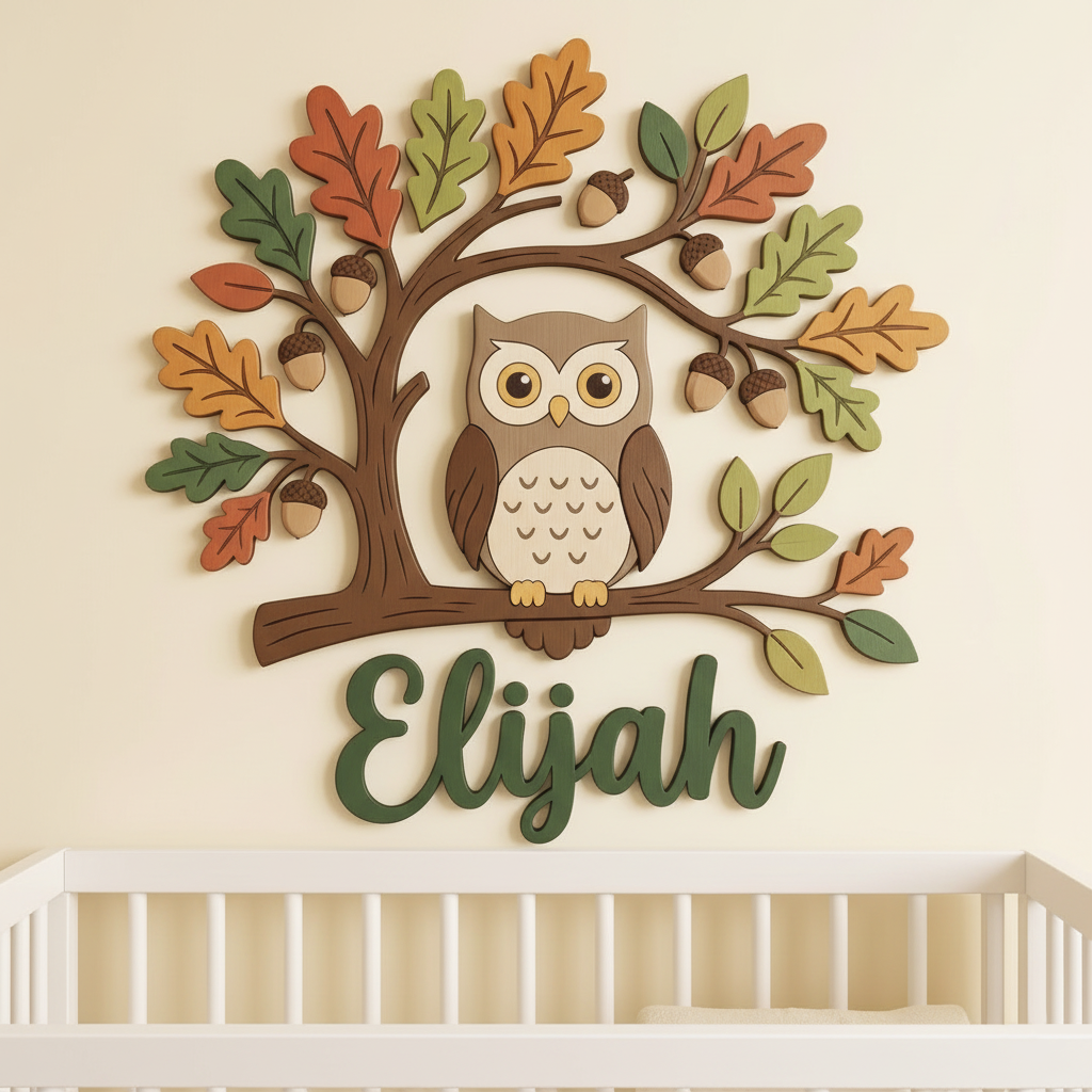 Personalized Wooden Nursery Name Sign – Cute Animal Themes