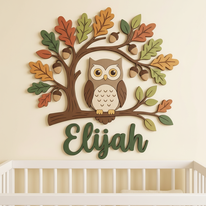 Personalized Wooden Nursery Name Sign – Cute Animal Themes