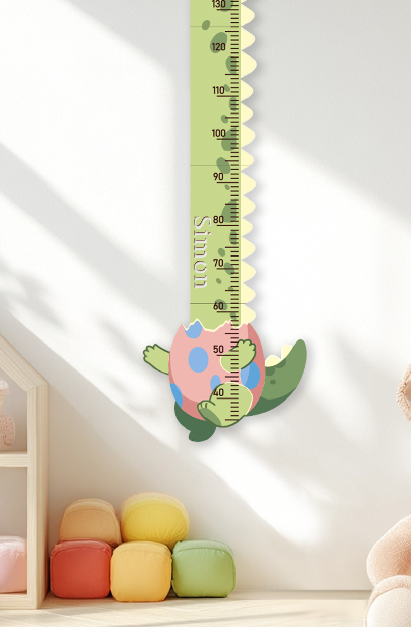 Personalized Wooden Cute Dinosaur Growth Chart for Kids