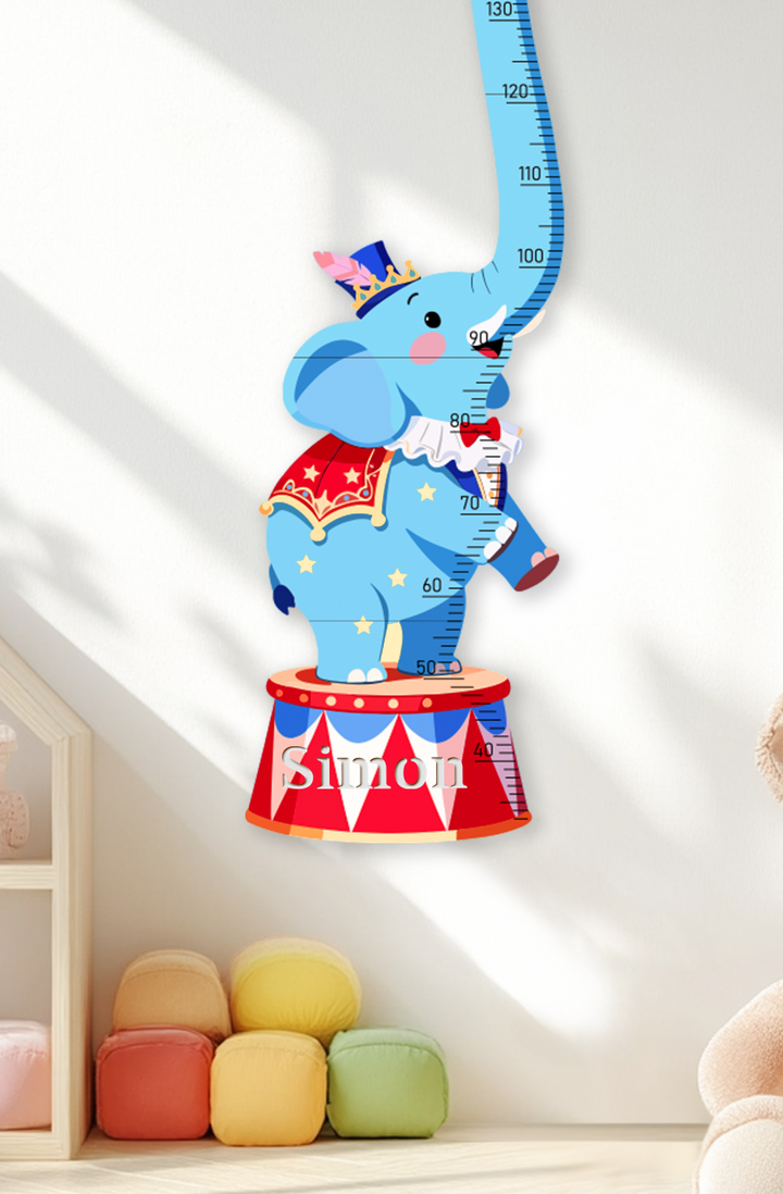 Personalized Wooden Circus Elephant Growth Chart for Kids
