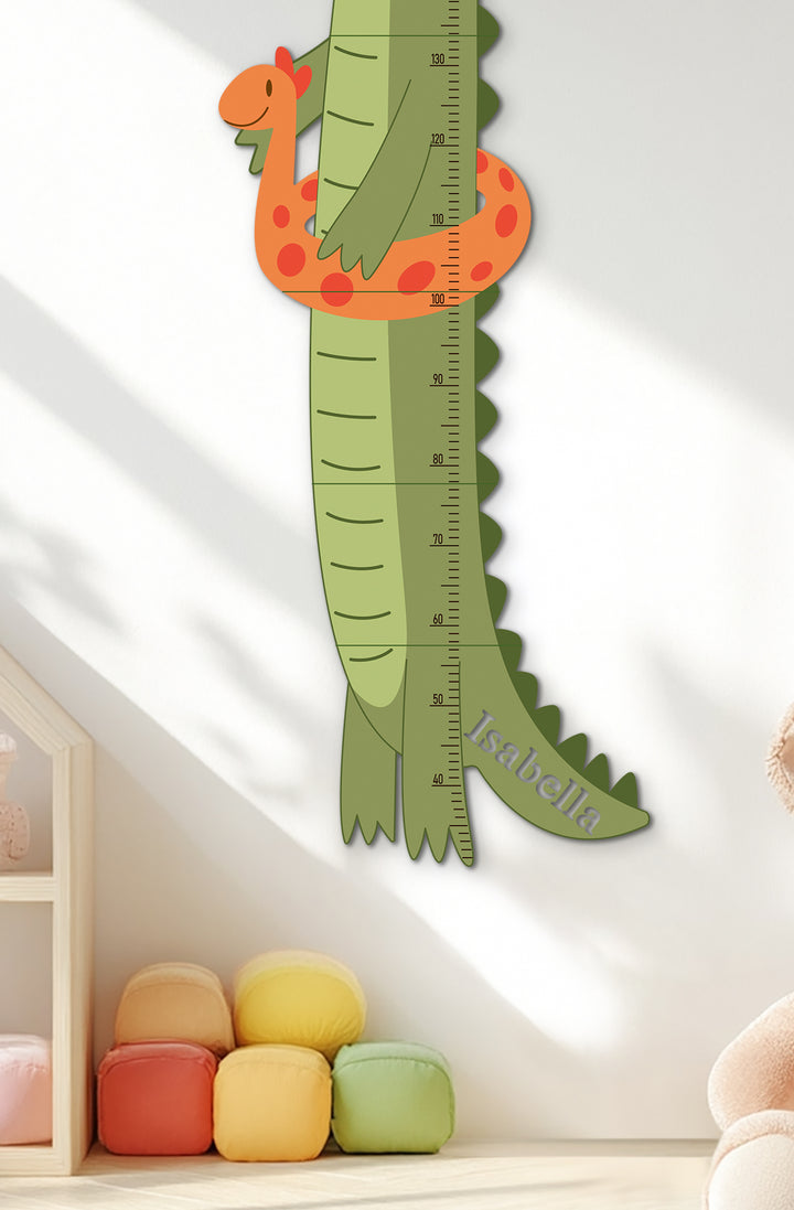 Personalized Wooden Crocodile Growth Chart for Kids Room Woodemon