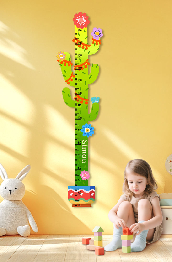 Personalized Cactus Wooden Growth Chart for Kids