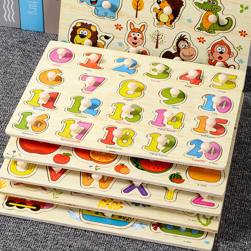 Montessori Early Learning Wooden Toys Shape Awareness Puzzle Boards