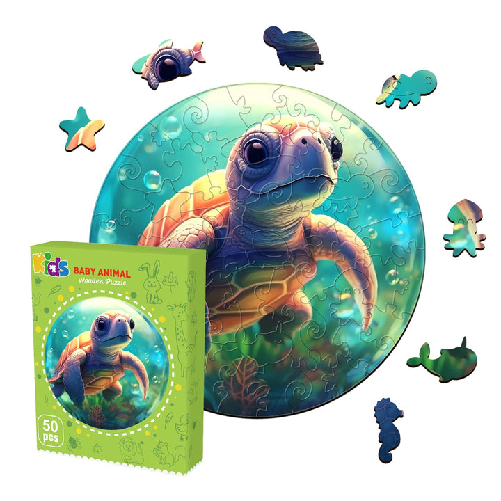 Kids Early Learning Wooden Turtle Puzzle