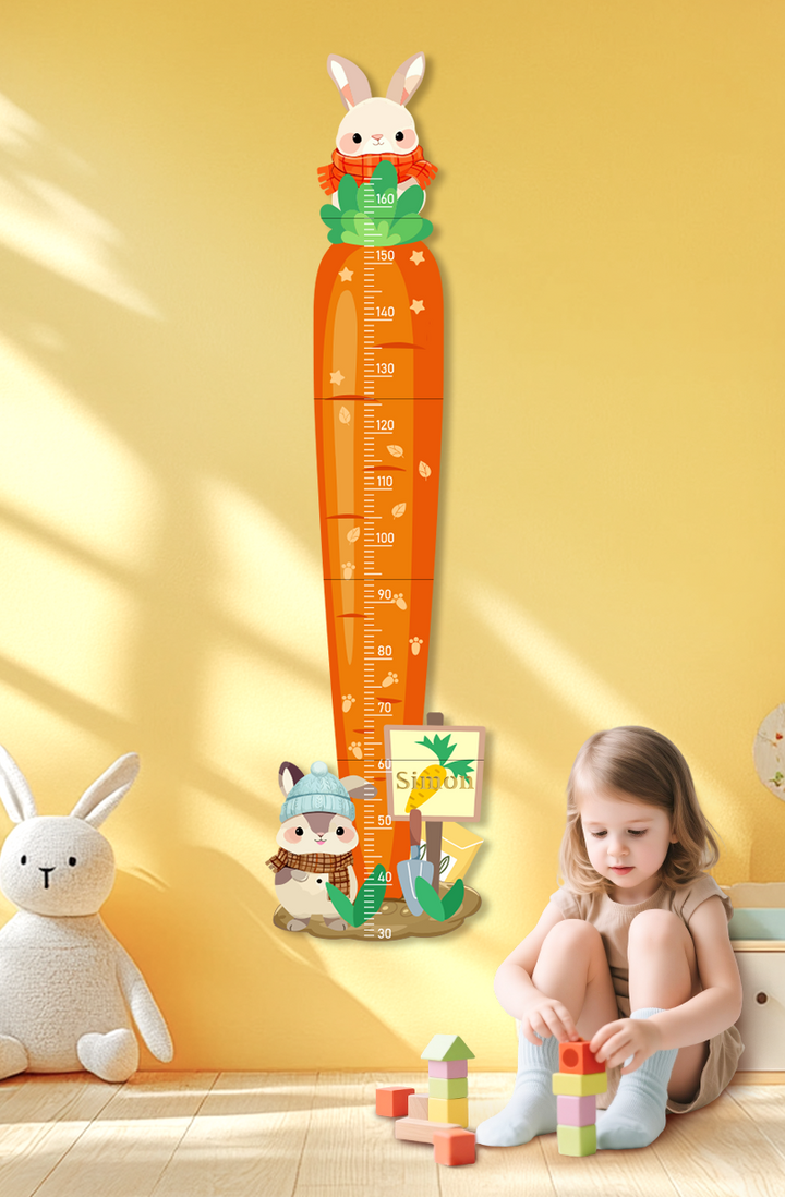 Personalized Carrot Bunny Wooden Growth Chart for Kids