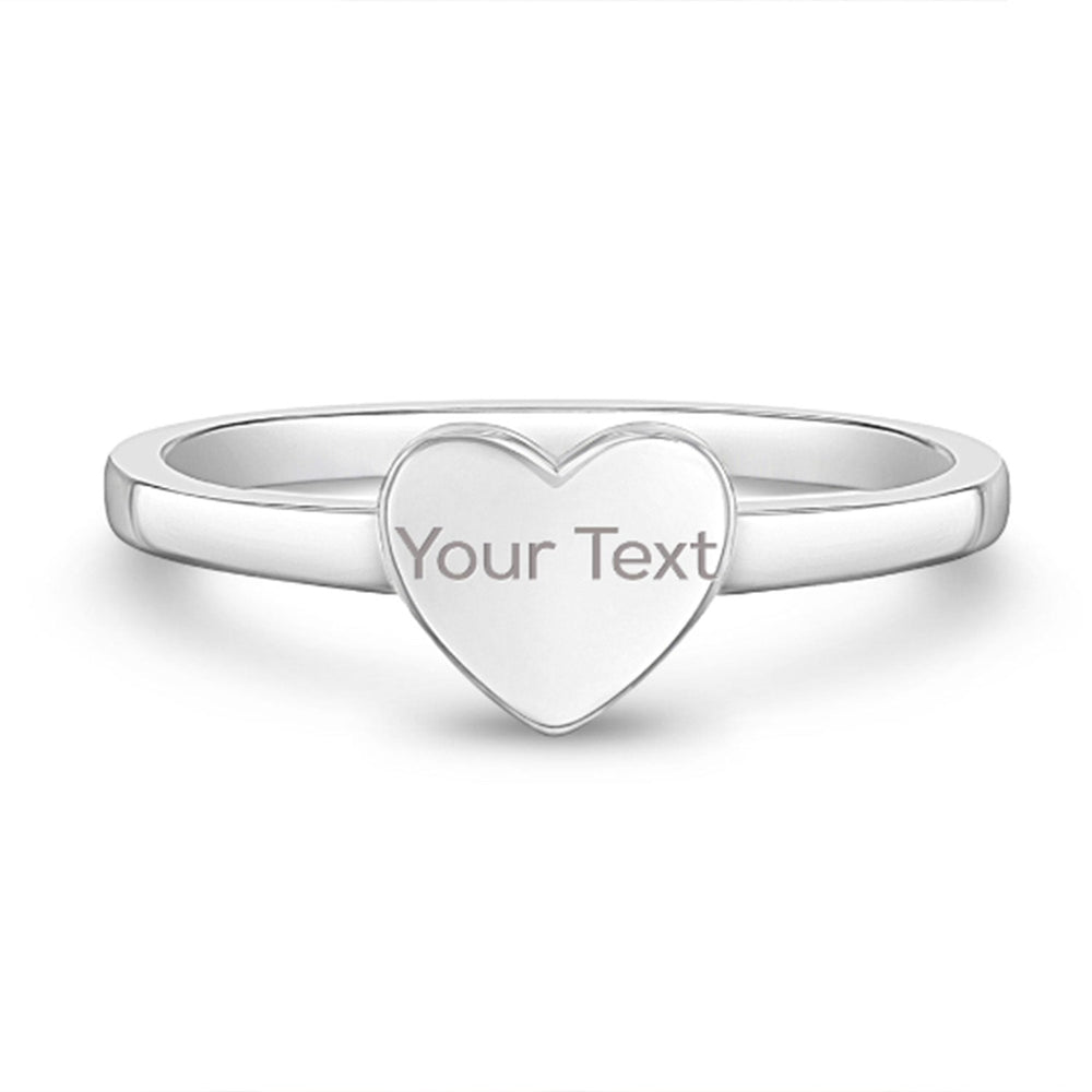 925 Heart Personalized Initial Girls Ring