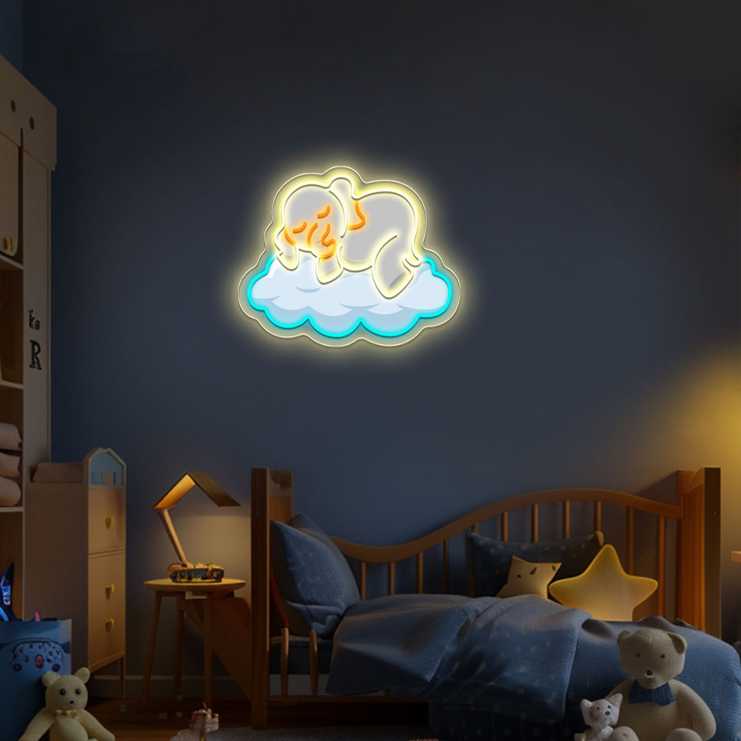 Elephant on the Cloud Planet Neon Sign