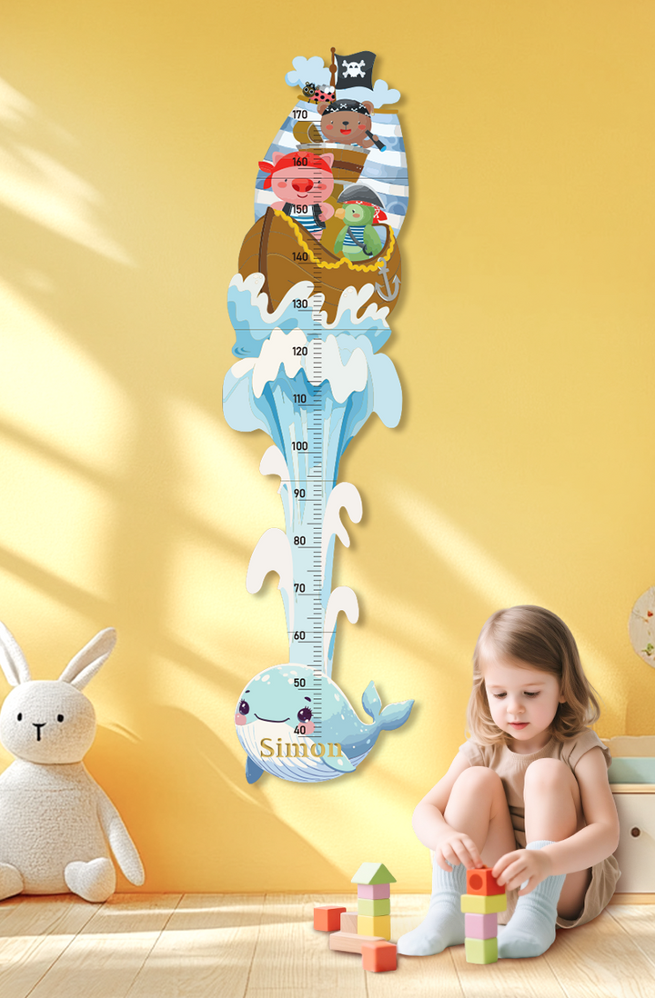 Personalized Wooden Pirate Adventure Growth Chart for Kids
