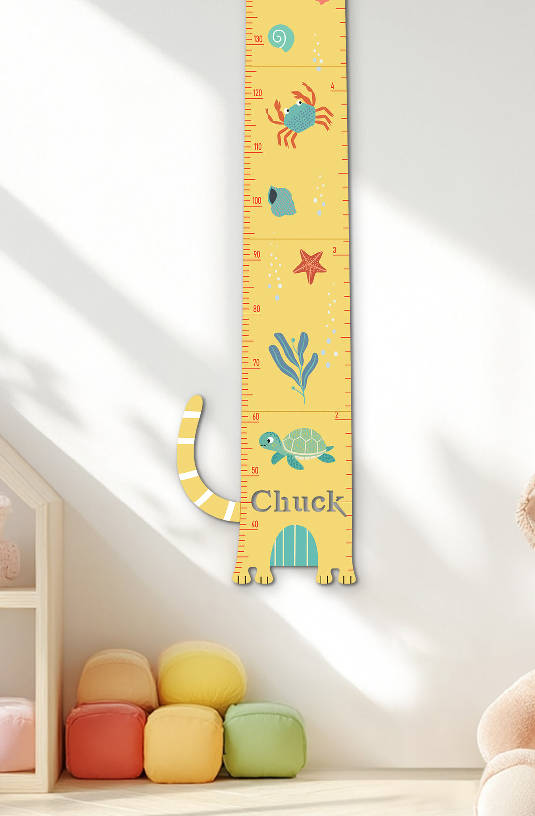 Personalized Wooden Cat Growth Chart for Kids Room