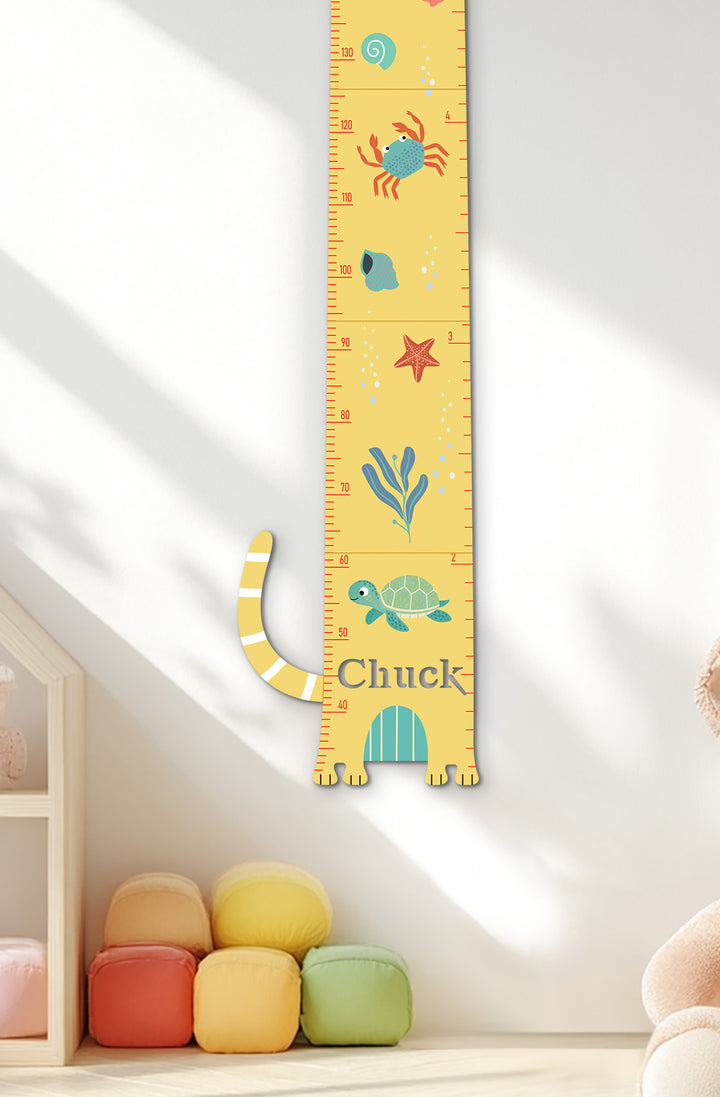 Personalized Wooden Cat Growth Chart for Kids Room