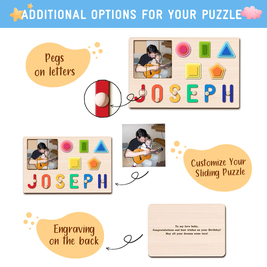 Personalized Photo & Name Stacking Puzzle Woodemon