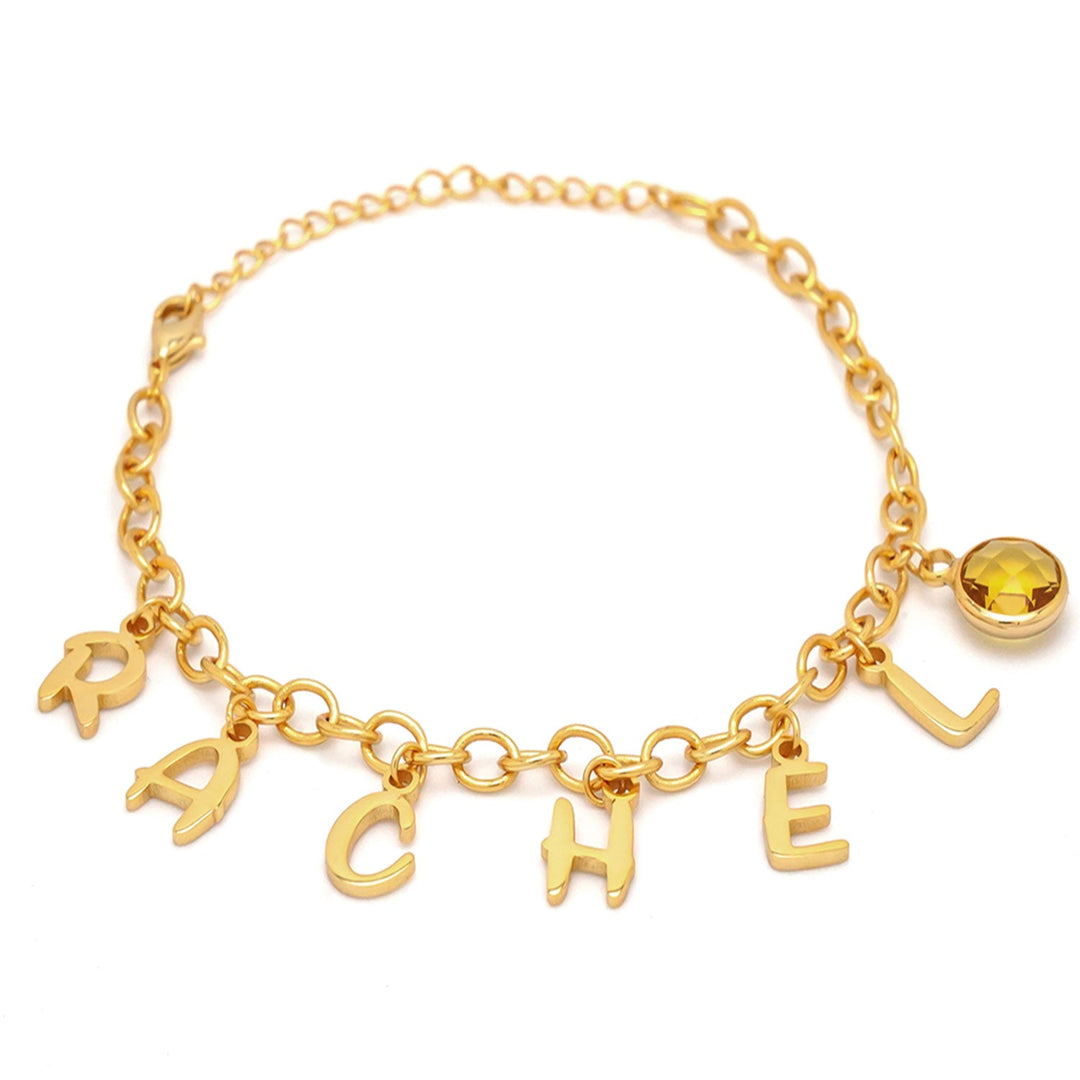 Personalized Kids Letters and Birthstone Pendant Bracelet