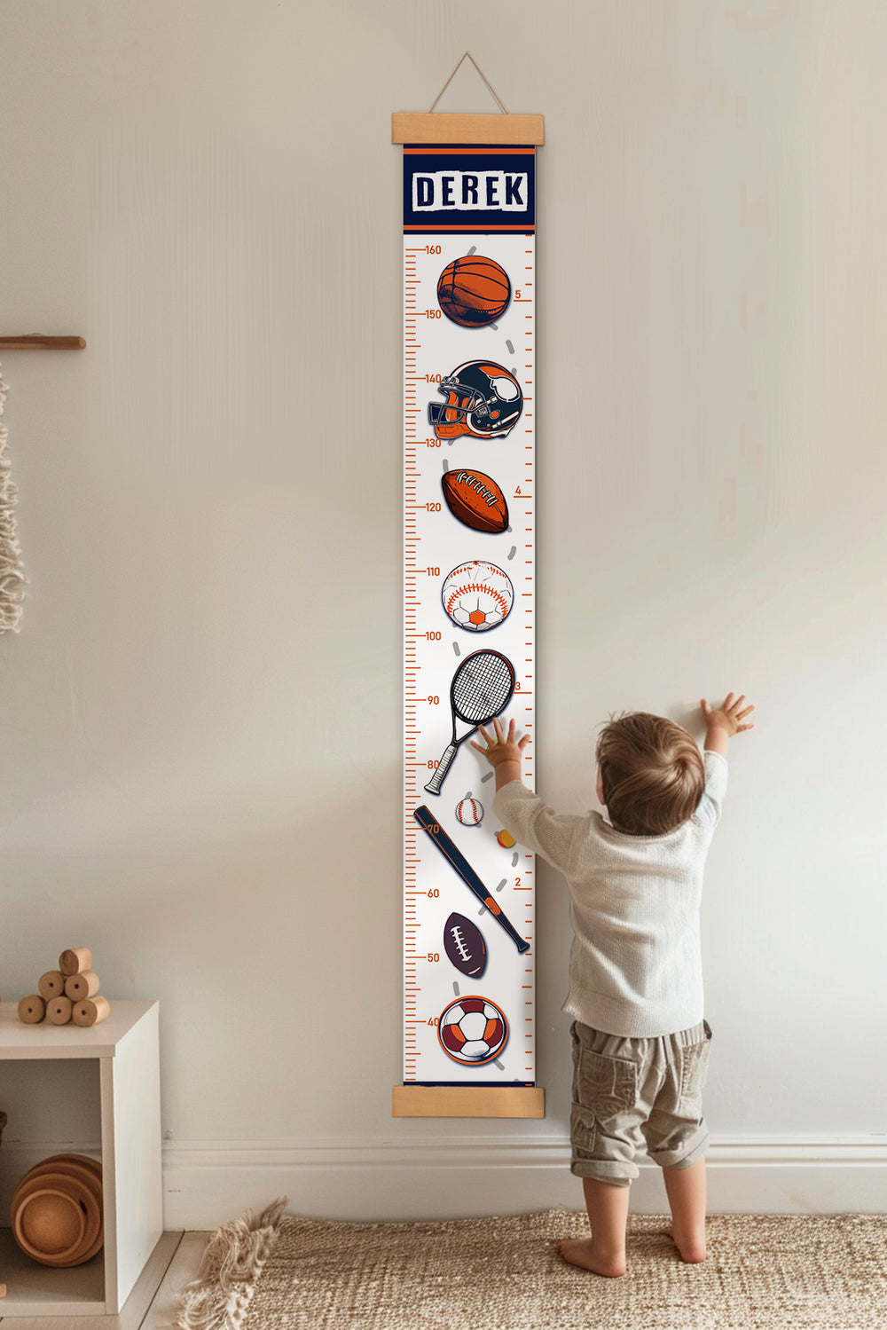 Personalized Sports Theme Hanging Canvas Height Ruler