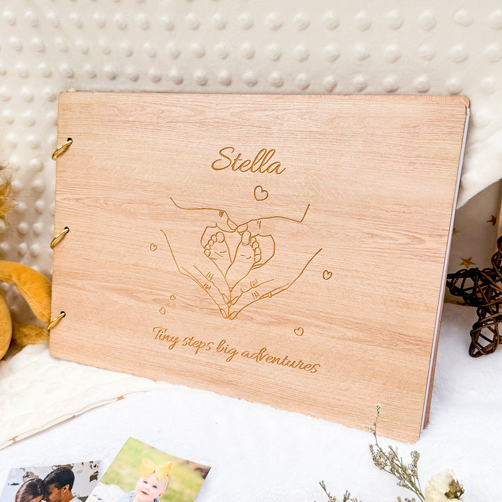 Personalized Wooden Baby Photo Album – Engraved with Baby’s Name