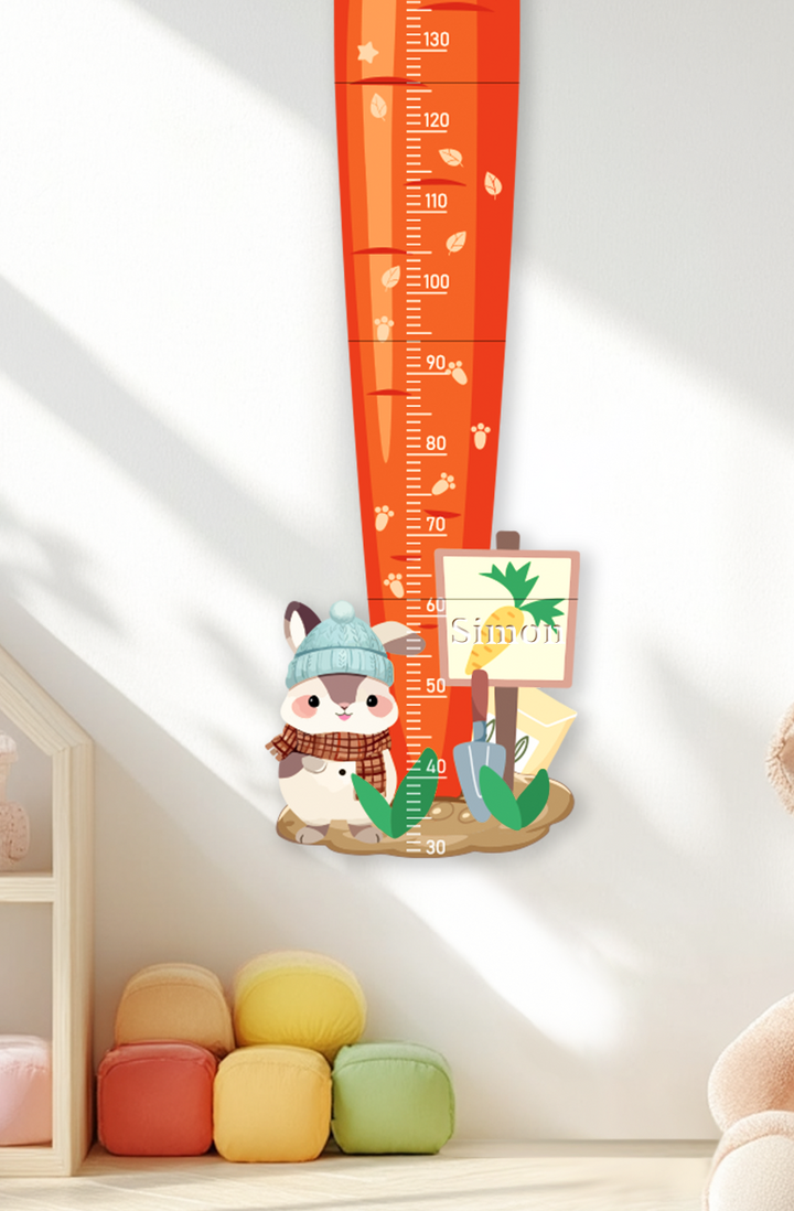 Personalized Carrot Bunny Wooden Growth Chart for Kids