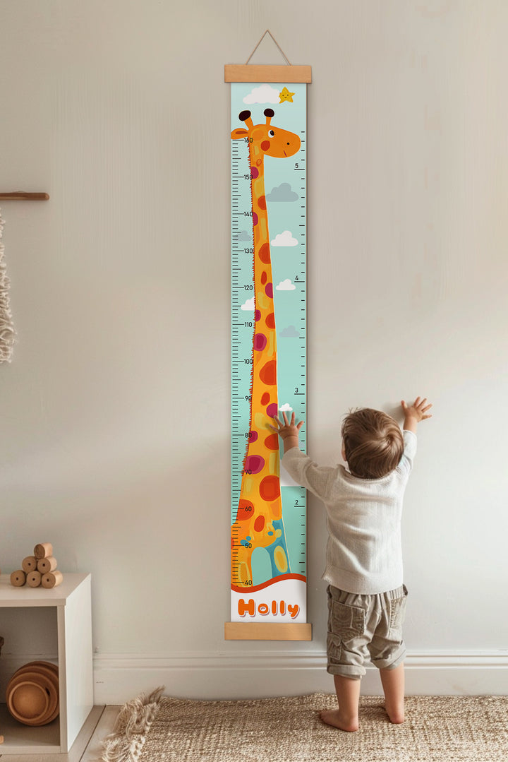 Personalized Giraffe Growth Hanging Canvas Height Ruler