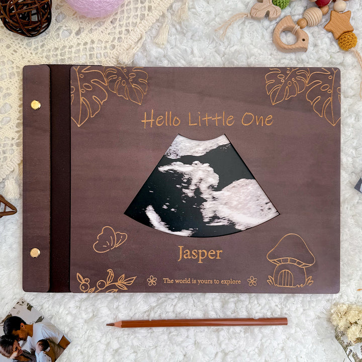 Personalized Baby Photo Album – Custom Wooden Cover with Baby’s Name