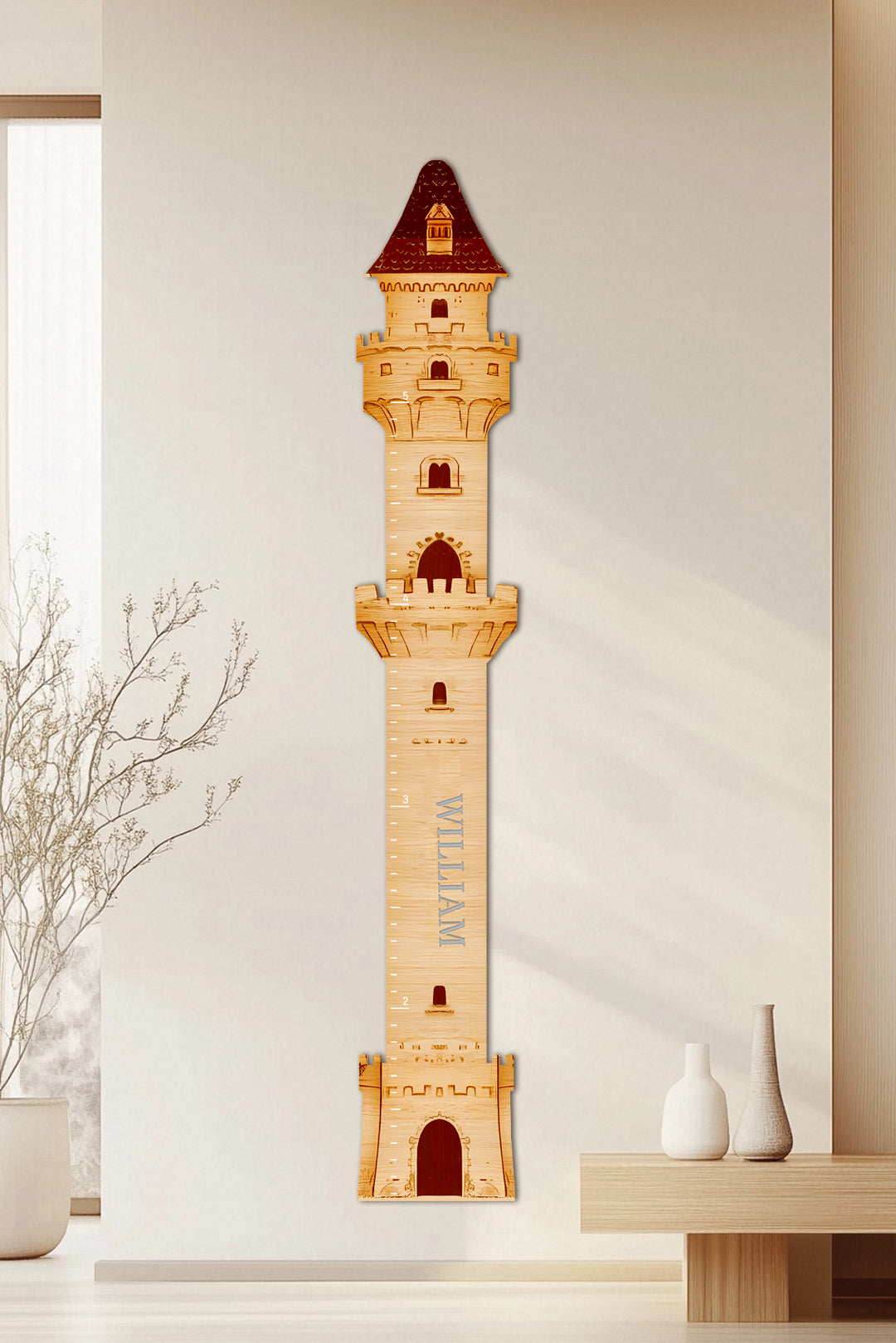 Personalized Wooden Castle Growth Chart Ruler