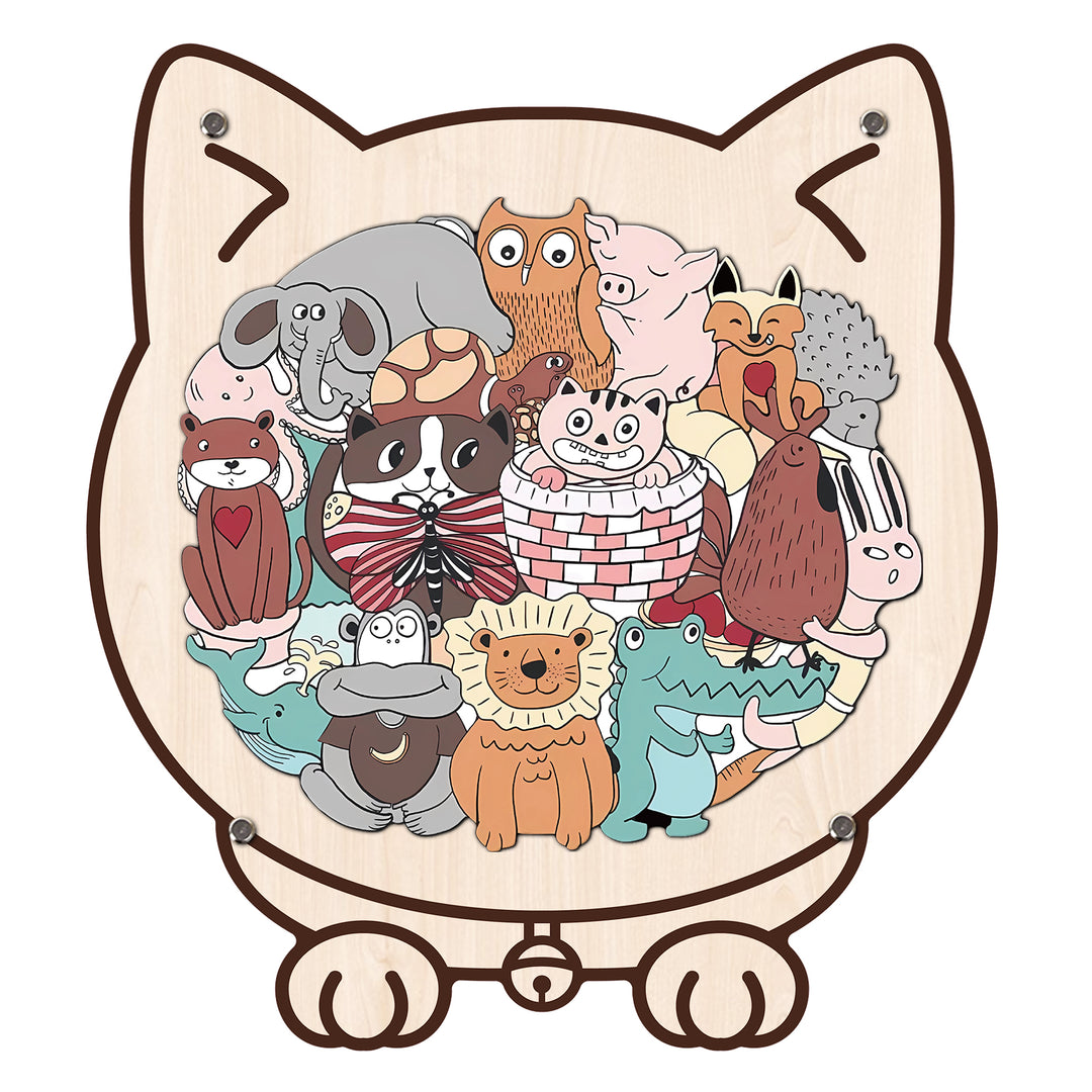 Wooden Kids Jigsaw Puzzle Cat Shaped Montessori Puzzle
