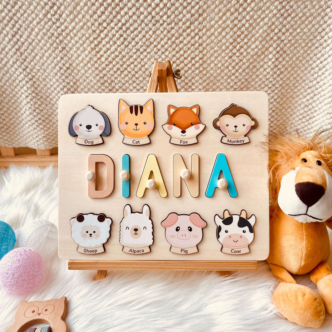 Personalized Wooden Baby Name Puzzle-Element With Name