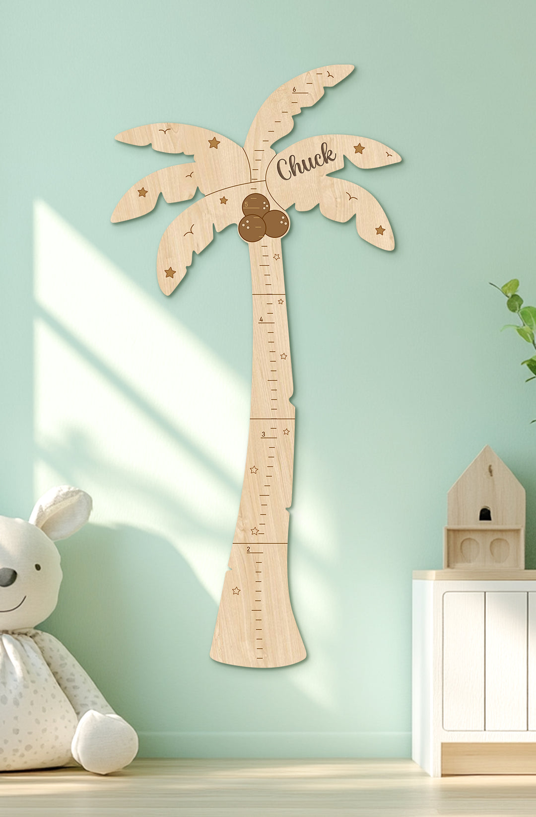 Personalized Wooden Palm Tree Growth Chart for Kids Woodemon