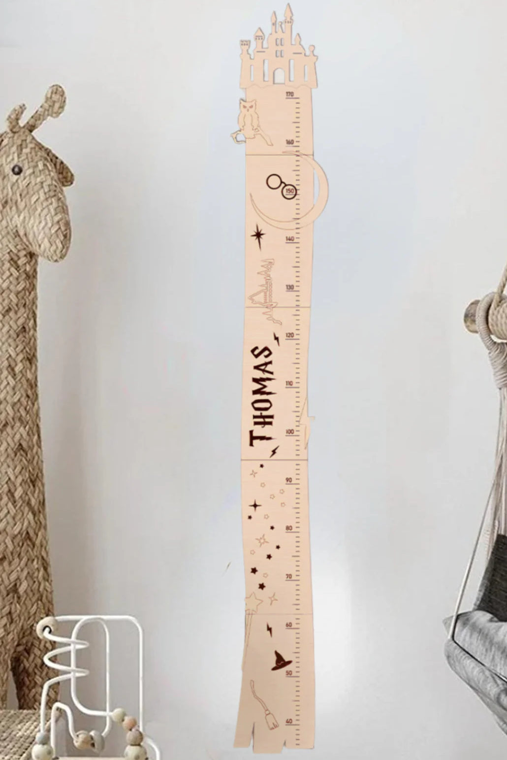 Personalized Wooden Castle Growth Chart Height Ruler for Kids – Woodemon
