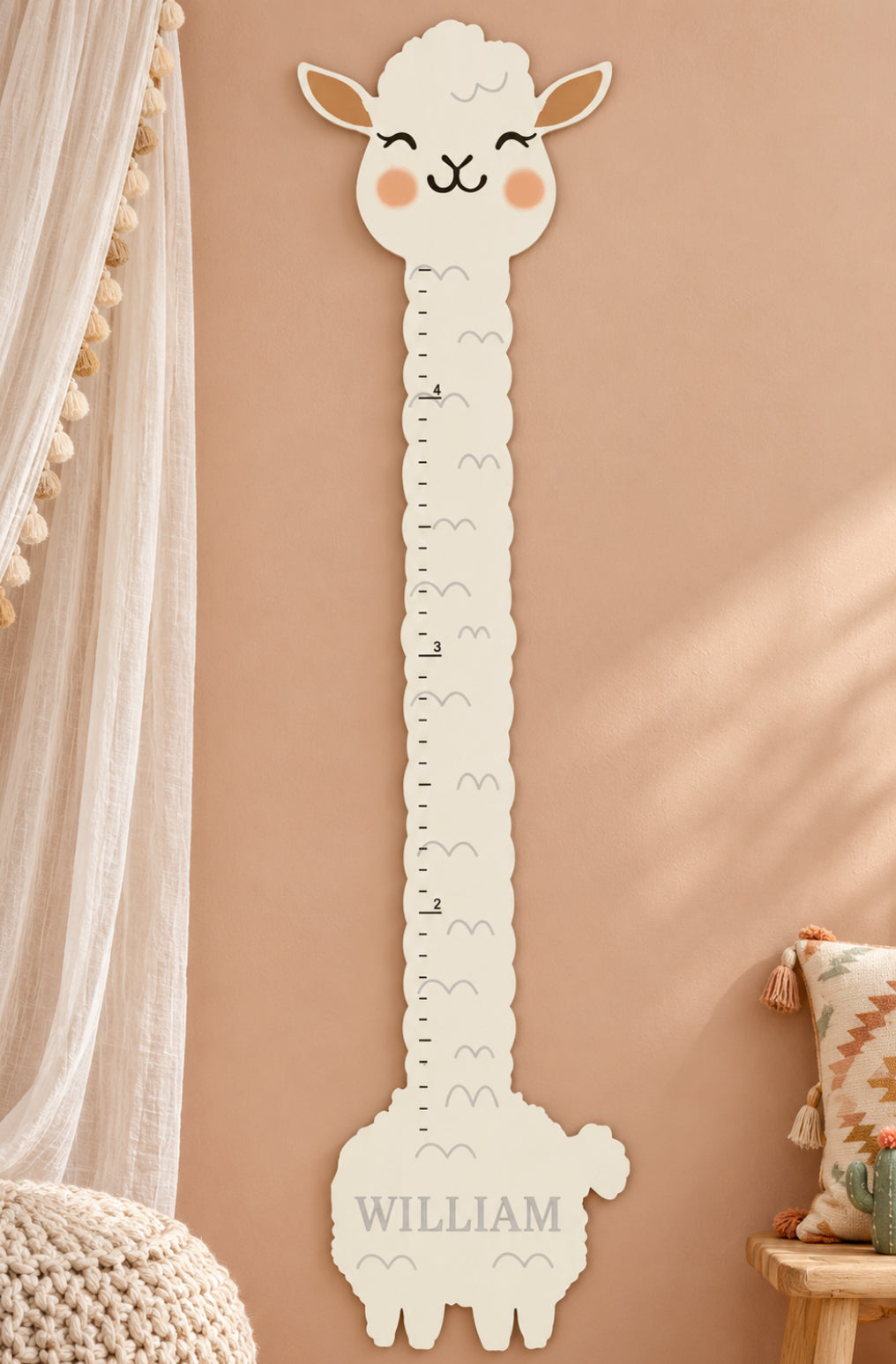 Personalized Wooden Llama Growth Chart Ruler Woodemon