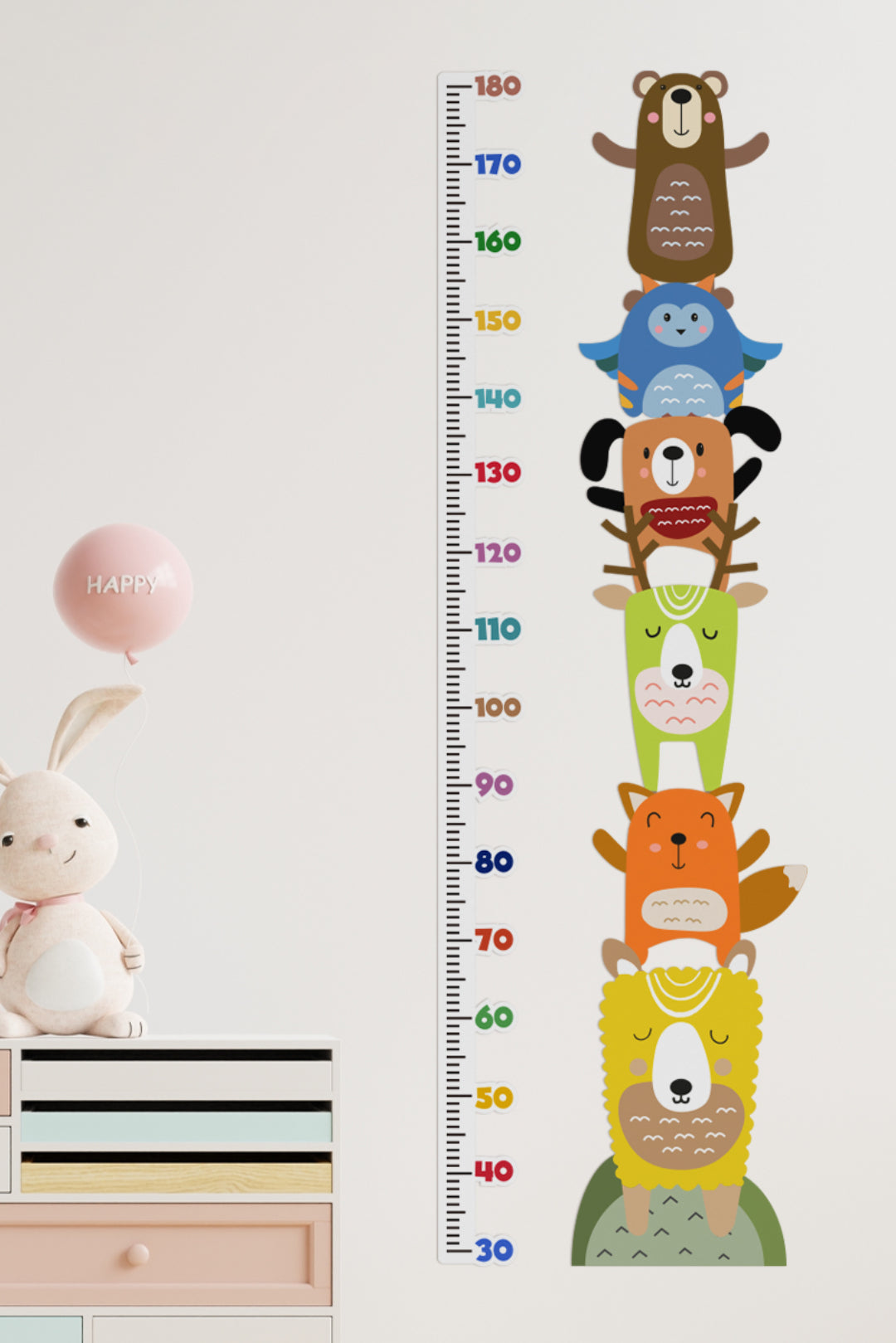 Animal Stack Growth Chart Wall Decals