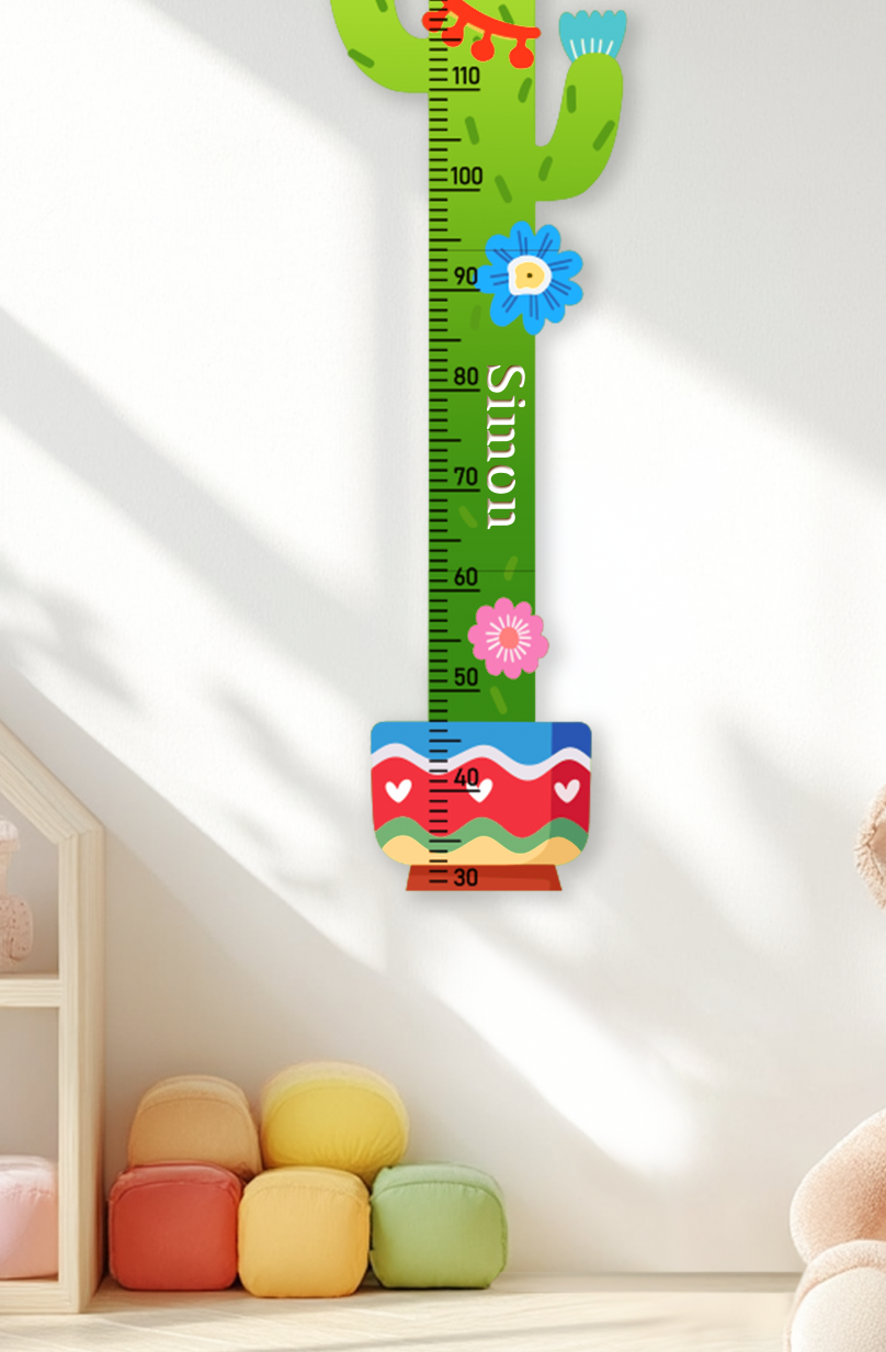 Personalized Cactus Wooden Growth Chart for Kids