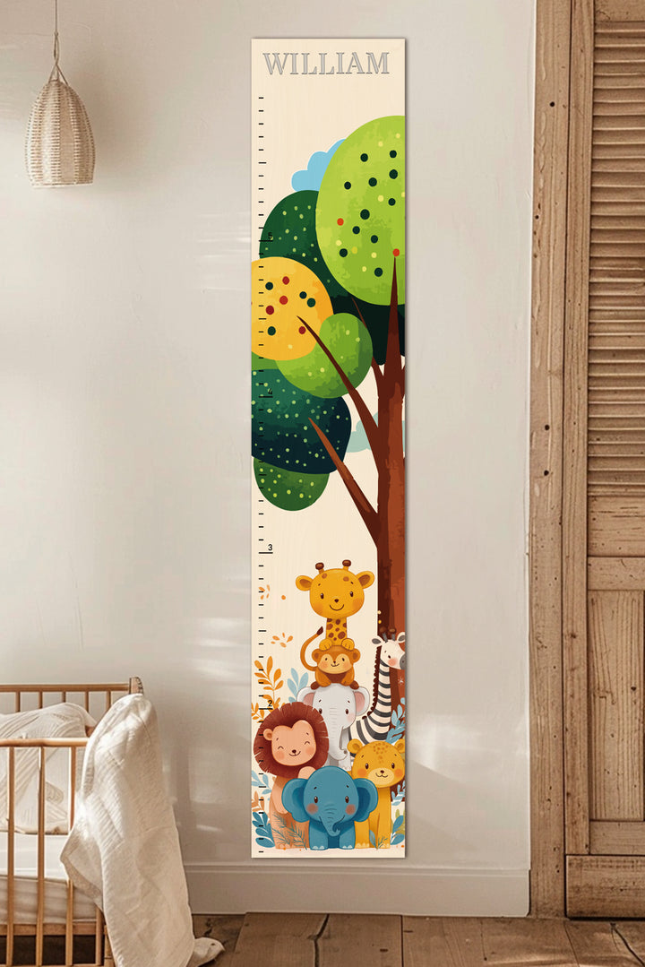 Personalized Wooden Jungle Animal Growth Chart Ruler