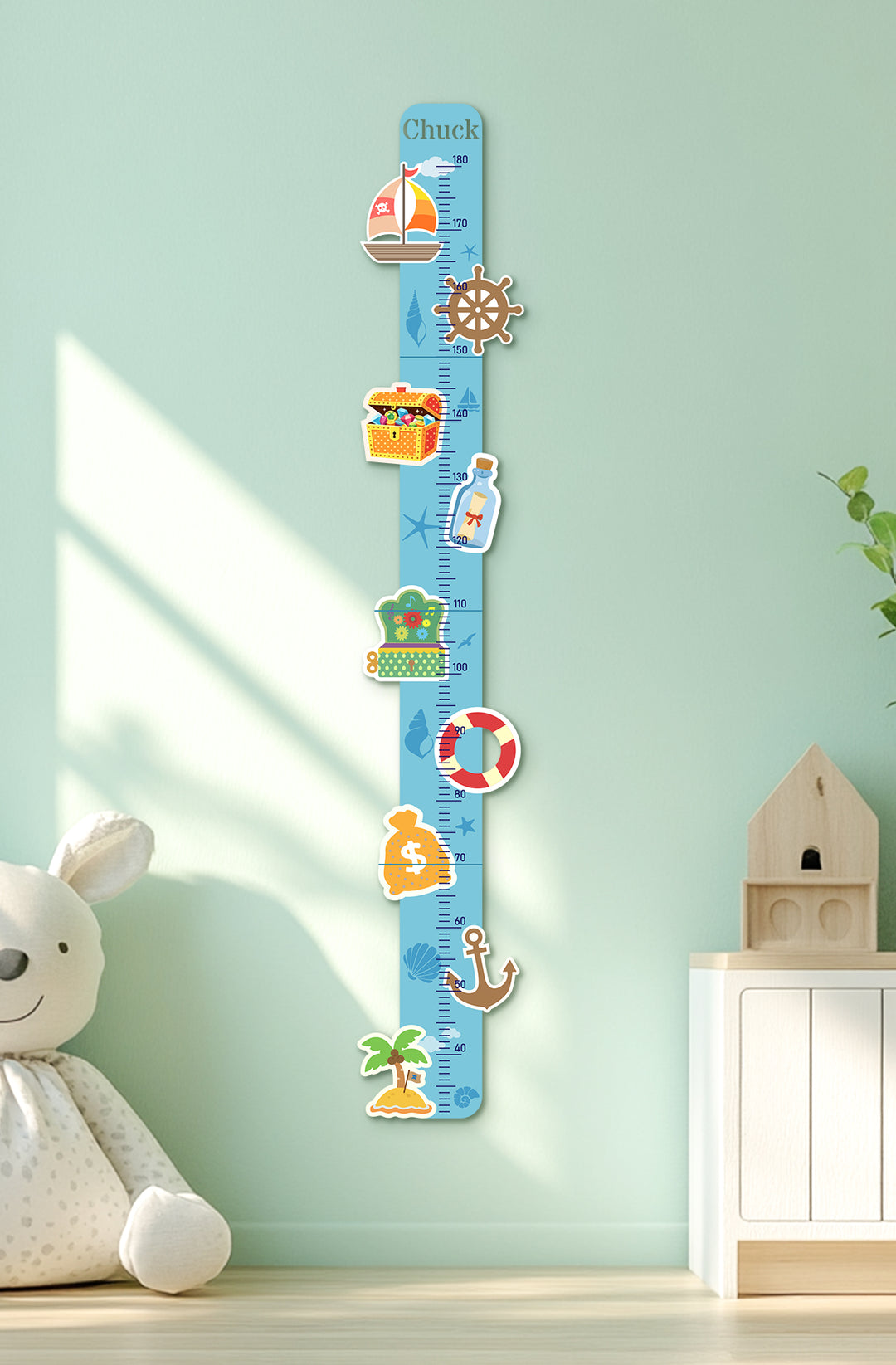 Personalized Wooden Nautical Height Chart for Kids Woodemon