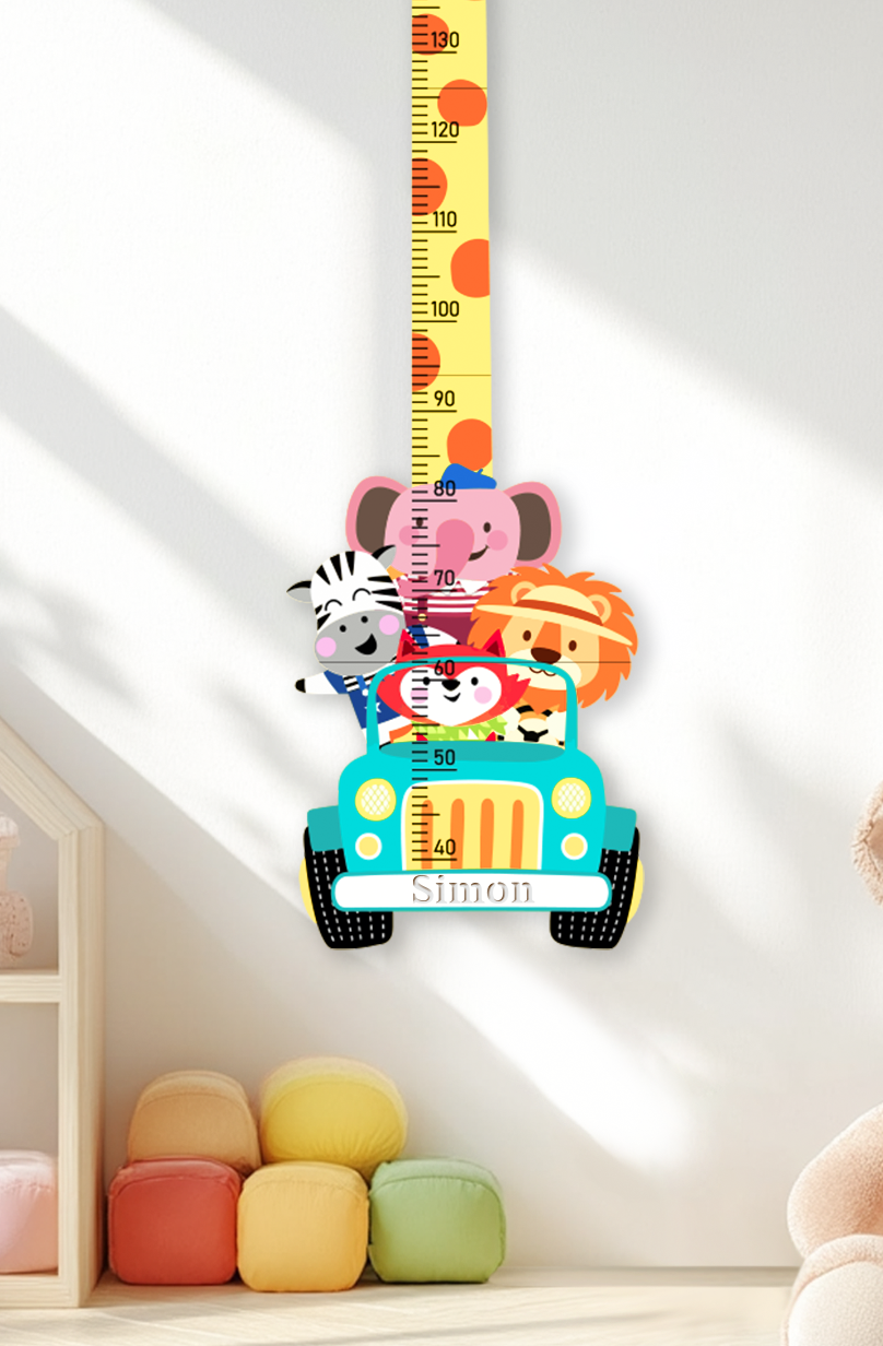 Personalized Wooden Giraffe Safari Growth Chart for Kids