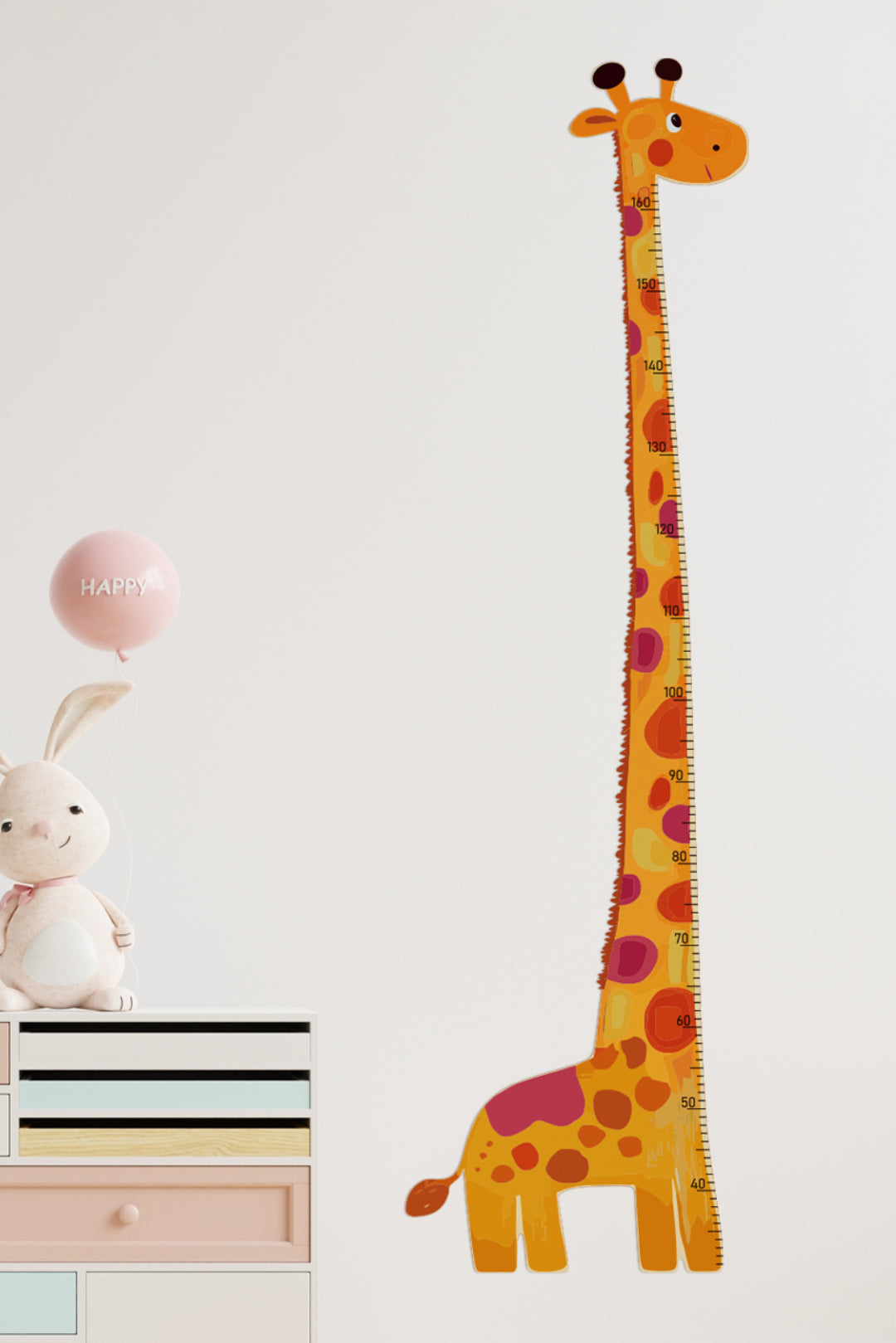 Colorful Giraffe Growth Chart Wall Decal