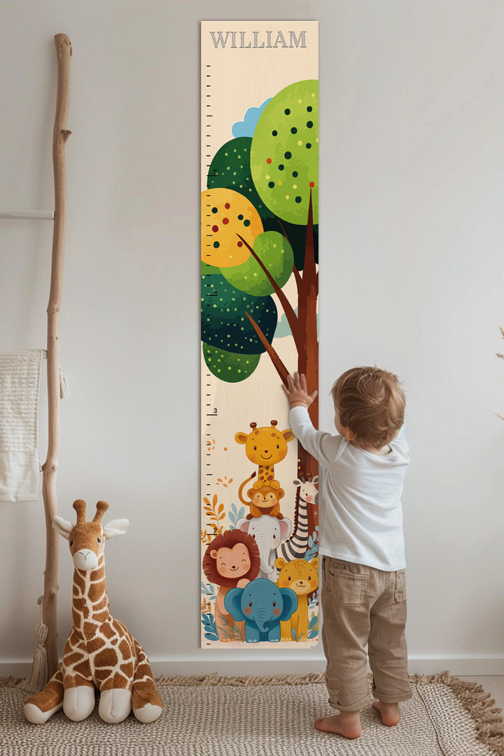 Personalized Wooden Jungle Animal Growth Chart Ruler