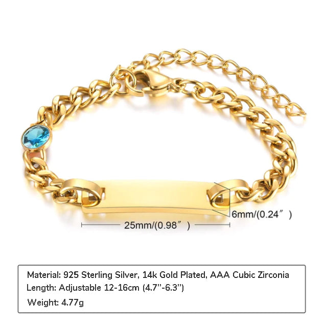 Personalized Kids Birthstone and Name Bracelet