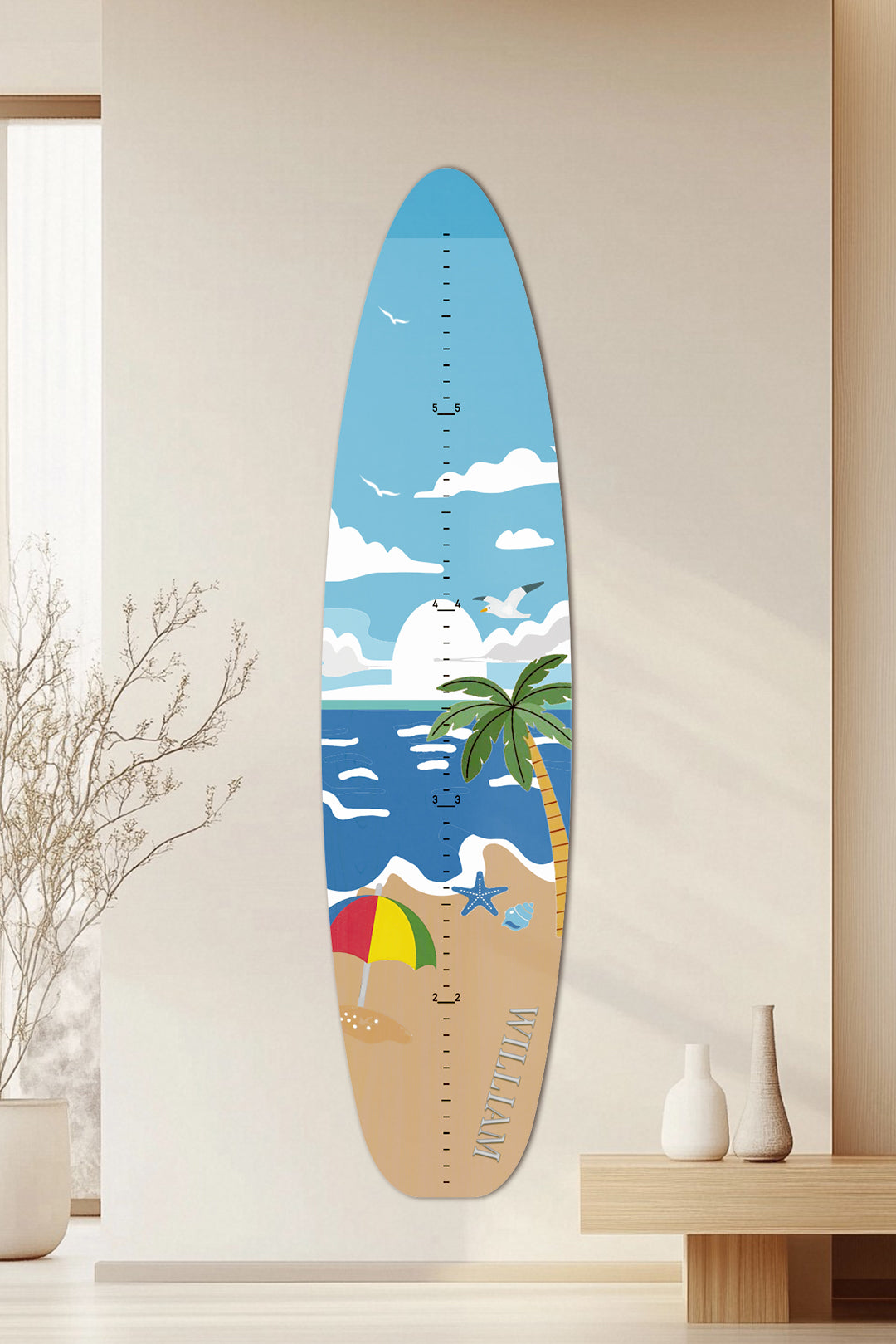 Personalized Wooden Surfboard Growth Chart Ruler