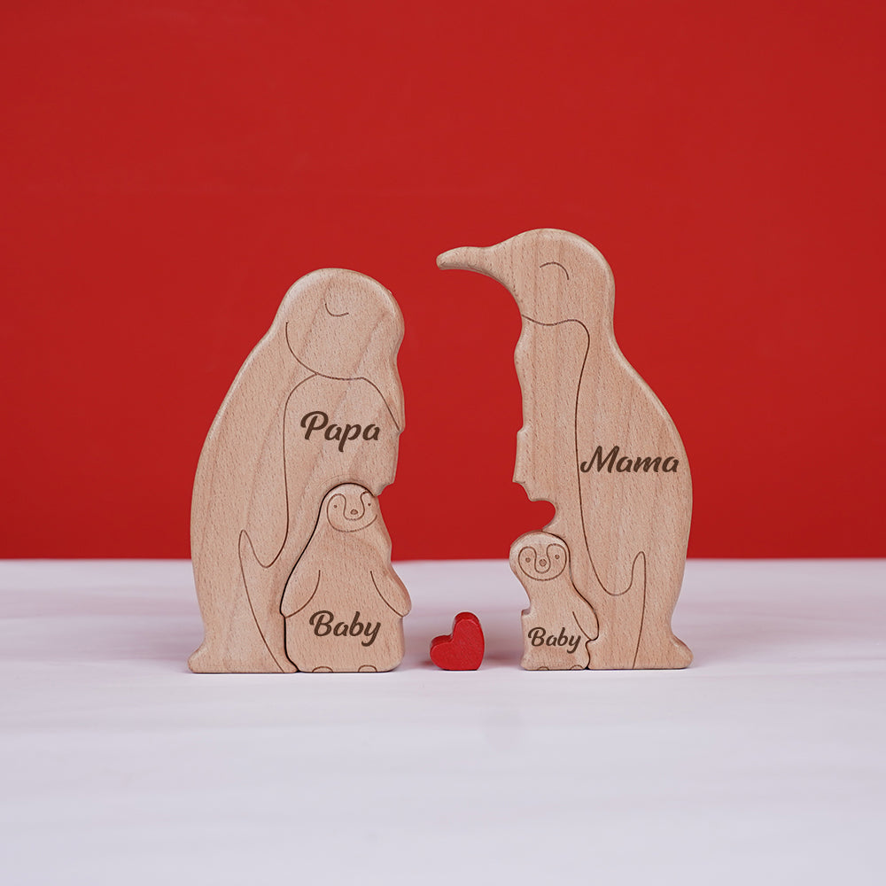 Personalized Family Name Puzzle Decor - Penguins